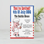 4thオブジュライ BBQ 豚の漫画パーティーへようこそ 招待状 (スタンド正面)