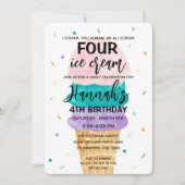 4thバースデーガールズアイスクリームパーティの招待状 招待状 (正面)