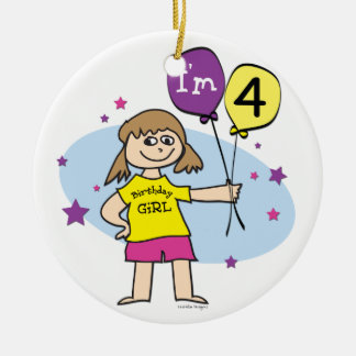 4thバースデーガール セラミックオーナメント