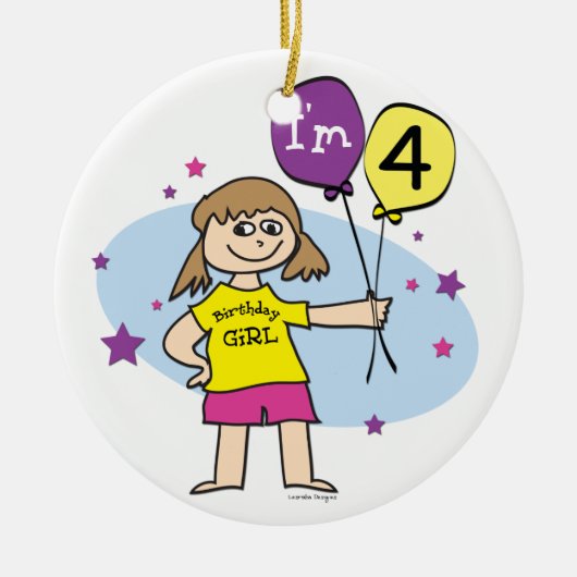 4thバースデーガール セラミックオーナメント (正面)