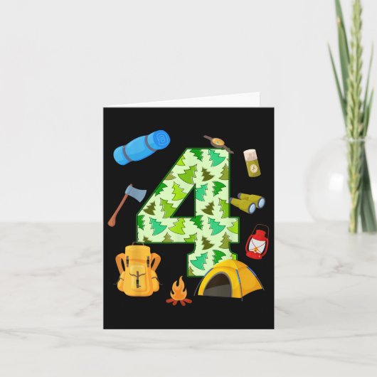4thバースデーキャンプテーマ4歳誕生日キッド カード (正面)