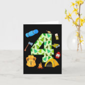 4thバースデーキャンプテーマ4歳誕生日キッド カード (黄色い花)