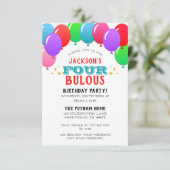 4thバースデーバルーンバナーブルー 招待状 (スタンド正面)