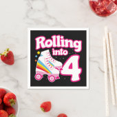 4thバースデーローラースケートで滑る4歳スケート スタンダードカクテルナプキン (インサイチュ)