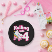 4thバースデーローラースケートで滑る4歳スケート ペーパープレート (パーティー)