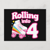 4thバースデーローラースケートで滑る4歳スケート ポストカード (正面)