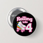 4thバースデーローラースケートで滑る4歳スケート 缶バッジ (正面&裏面)