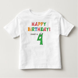 4th誕生日カラフルアルファベット（名） トドラーTシャツ