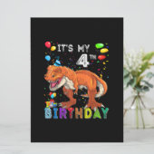 4th誕生日ギフトキッズボーイズDino Tレックス恐竜 カード (スタンド正面)