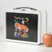 4th誕生日ギフトキッズボーイズDino Tレックス恐竜 メタルランチボックス (インサイチュ)