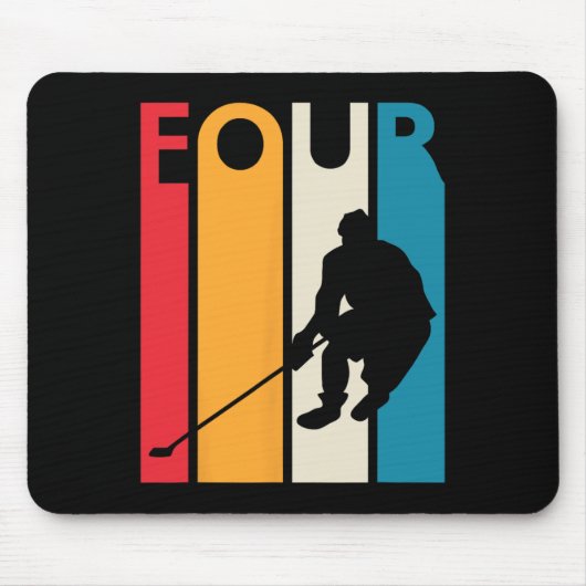 4th誕生日ギフト4ヴィンテージホッケー誕生日4 Y マウスパッド (正面)