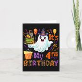 4th誕生日ハロウィンボー誇りを持った幽霊4歳 カード (正面)
