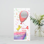 4th誕生日パーティーチキン招待状赤バルーン (スタンド正面)
