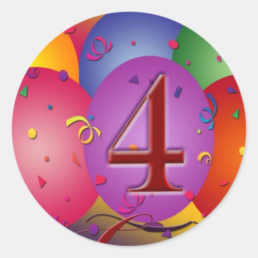 4th誕生日パーティーバルーン ラウンドシール (正面)