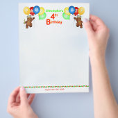 4th誕生日パーティー王室のベアスクラップブック紙2 チラシ (手)