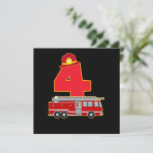 4th誕生日ファイアマン消防士の消防車ギフト 招待状 (スタンド正面)