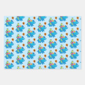 4th誕生日ブルーエレファントバルーンプレゼントキッズ ラッピングペーパーシート (正面3)