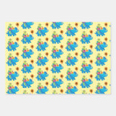 4th誕生日ブルーエレファントバルーンプレゼントキッズ ラッピングペーパーシート (正面)