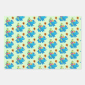 4th誕生日ブルーエレファントバルーンプレゼントキッズ ラッピングペーパーシート (正面3)