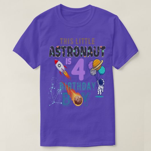 4th誕生日プレゼント誕生日ボーイギフト宇宙飛行士4 Y Tシャツ (デザイン正面)