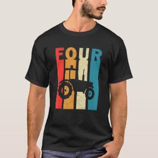 4th誕生日レトロファームトラクターテーマ農家ボーイ4 tシャツ