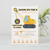 4th誕生日建築クレーン招待状 招待状 (スタンド正面)