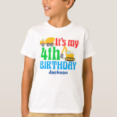 4th誕生日建築車カスタム車かわいい子供 tシャツ (正面)