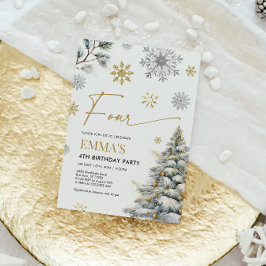 4th誕生日招待状ウィンターフォー誕生日 招待状