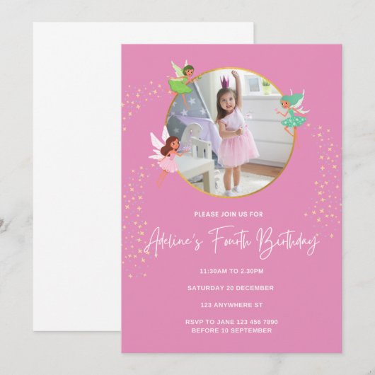 4th誕生日招待状 招待状 (正面/裏面)