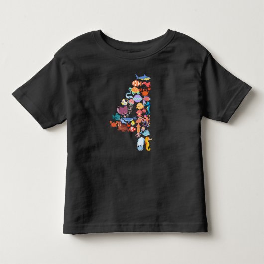 4th誕生日海海獣テーマ4歳 トドラーTシャツ (正面)