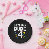 4th誕生日4歳オールドボーイパーティー誕生日男の子4 ペーパープレート (パーティー)