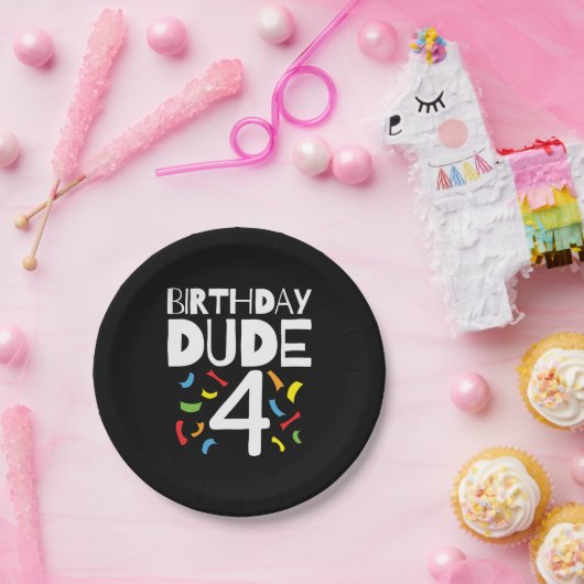 4th誕生日4歳オールドボーイパーティー誕生日男の子4 ペーパープレート (パーティー)