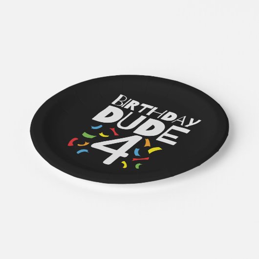 4th誕生日4歳オールドボーイパーティー誕生日男の子4 ペーパープレート (アングル)