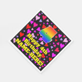 4th誕生日：愛するハートパターン、虹# 4 スタンダードランチョンナプキン (角)