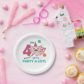 4th誕生日Axolotl 4歳の甘いAxolotls ペーパープレート (パーティー)