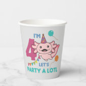 4th誕生日Axolotl 4歳の甘いAxolotls 紙コップ (正面)