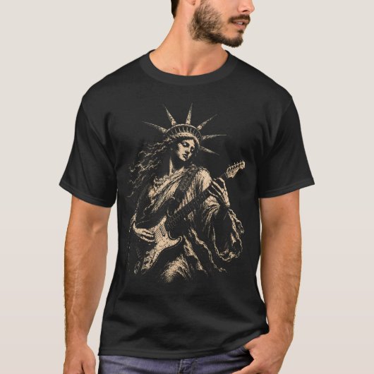 4th+オブ+ジュライ+ギターを弾く自由の女神 tシャツ (正面)