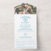 4th ブルートパーズ 結婚記念日 出席の御礼の写真 オールインワン招待状 (内側)