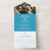 4th ブルートパーズ 結婚記念日 出席の御連絡 写真 オールインワン招待状 (内側)