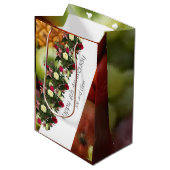 4th 結婚s anniversary果実と花の編集可能 ミディアムペーパーバッグ (正面アングル)