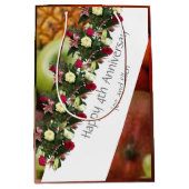 4th 結婚s anniversary果実と花の編集可能 ミディアムペーパーバッグ (正面)