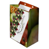 4th 結婚s anniversary果実と花の編集可能 ミディアムペーパーバッグ (裏面アングル)