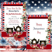 4th 7月のヴィンテージストライプティーポット午後のハイティー