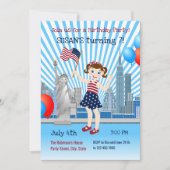 4th 7月誕生日ガールパーティの招待状 招待状 (正面)