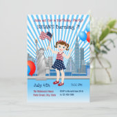 4th 7月誕生日ガールパーティの招待状 招待状 (スタンド正面)