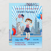 4th 7月誕生日ガールパーティの招待状 招待状 (正面/裏面)