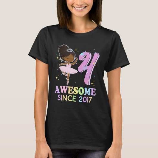 4th Bday Awesome Since 2017 Melanin Pride African  Tシャツ (正面)