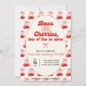 4th Birthdayコケットさくらんぼがバブルレターを出す 招待状 (正面)