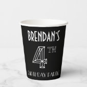 4th Birthdayパーティー:アールデコスタイル+名前をカスタムする 紙コップ (裏面)