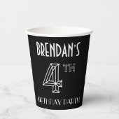4th Birthdayパーティー:アールデコスタイル+名前をカスタムする 紙コップ (正面)